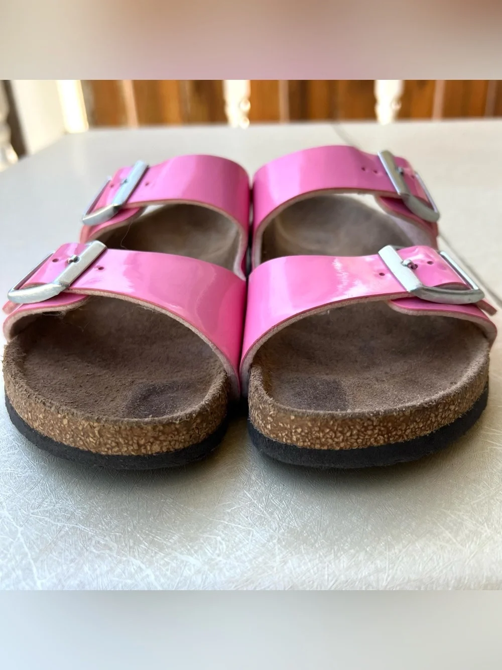 Birkenstock Pink Patent Leather Two-Strap Sandals kids Size 34
